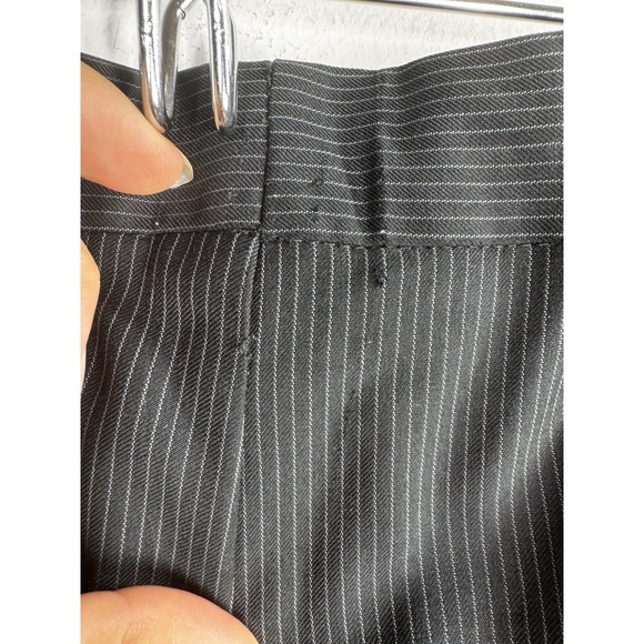 Giorgio Armani Le Collezioni Pleated Trousers MENS 36 Black‎ Striped Wool - Picture 8 of 12